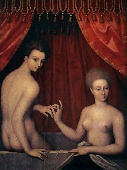 MASTER of the Avignon School Portrait of Gabrielle d Estrees with her Sister oil painting image